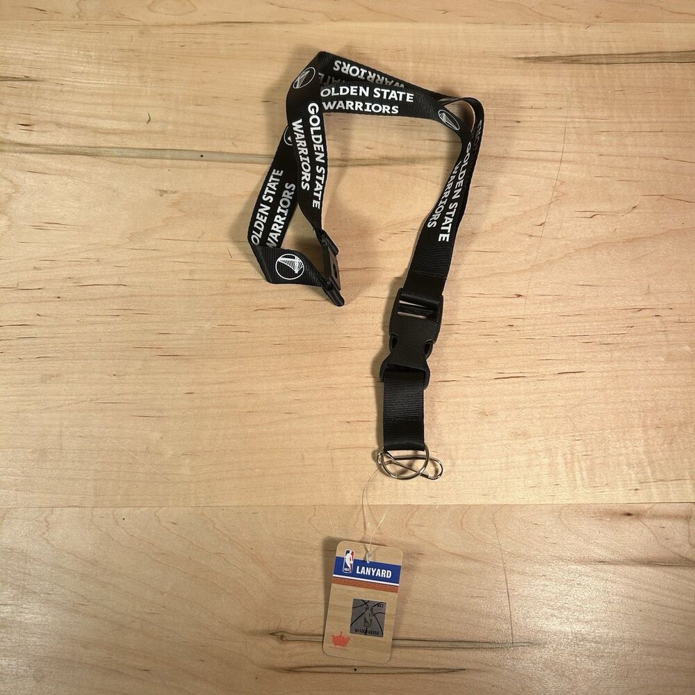 NBA Golden State Warriors Logo Black Gray Lanyard Detachable Buckle 23X1 Aminco